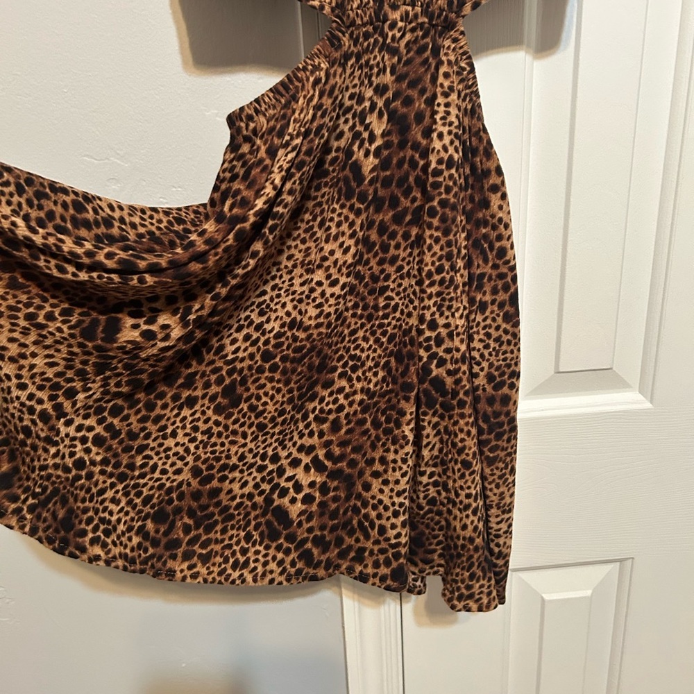Aerie Leopard Print Spaghetti Strap Cutout Dress - Picture 3 of 4